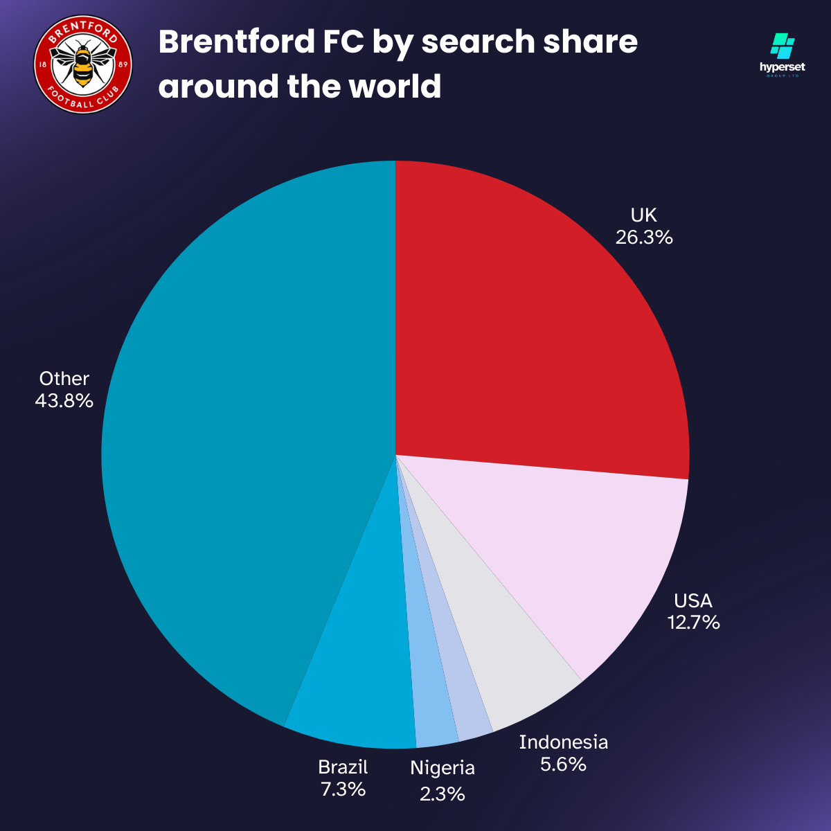 Pie chart with red slice and other slices