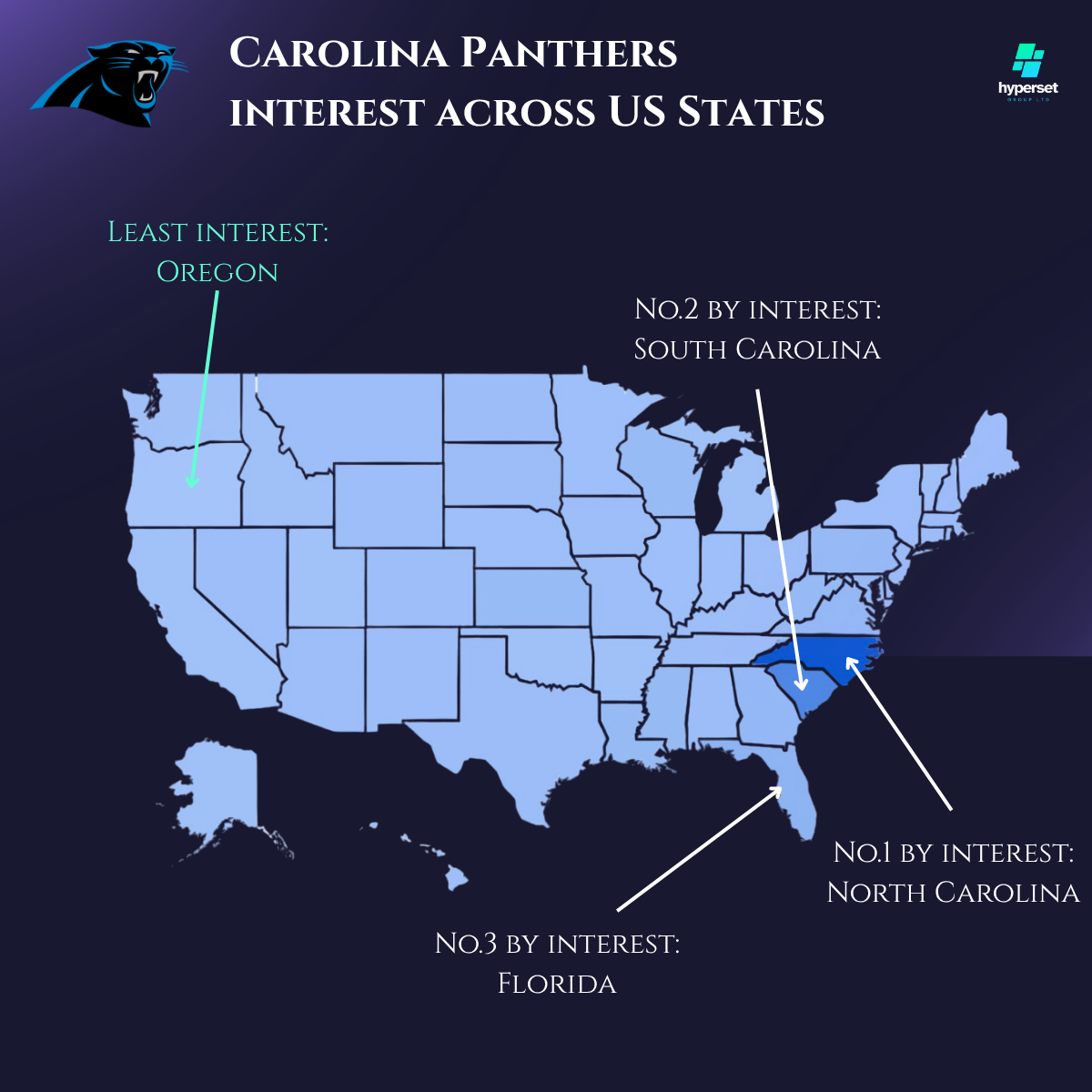 Map of USA with states and data